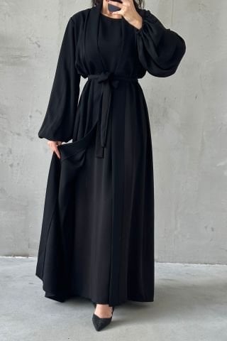Modern Tasarım Abaya Takım Siyah