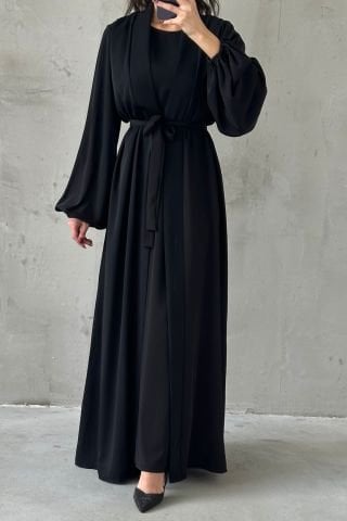 Modern Tasarım Abaya Takım Siyah