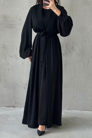 Modern Tasarım Abaya Takım Siyah
