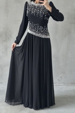 Mina Tesettür Abiye Siyah