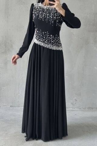 Mina Tesettür Abiye Siyah