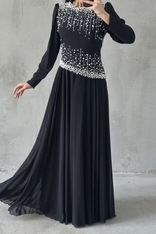 Mina Tesettür Abiye Siyah