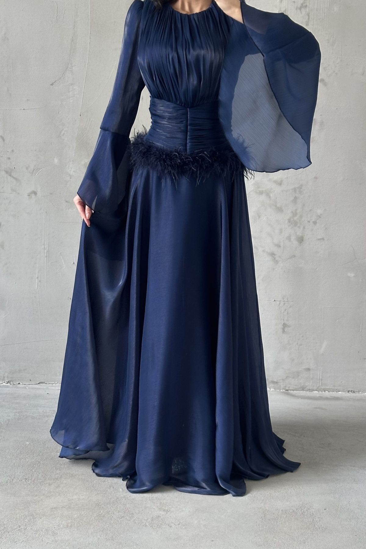 Zümra Hijab Evening Dress Navy Blue
