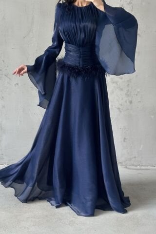 Zümra Hijab Evening Dress Navy Blue