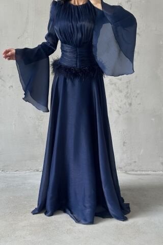 Zümra Hijab Evening Dress Navy Blue