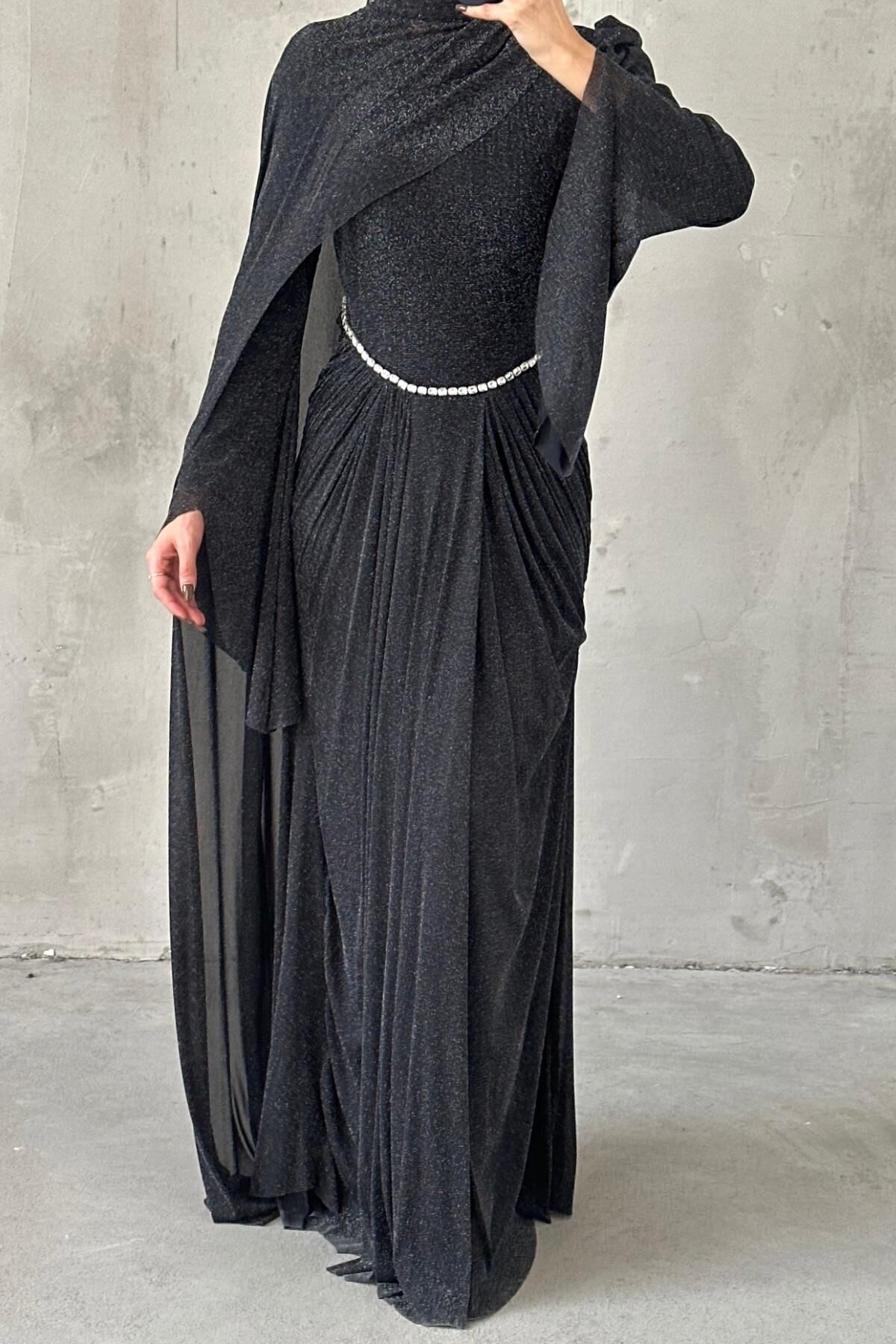 Nirvana Hijab Evening Dress Black