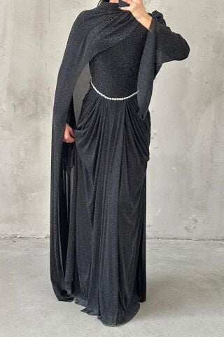 Nirvana Hijab Evening Dress Black