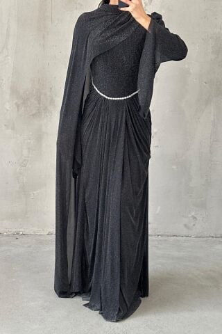 Nirvana Hijab Evening Dress Black