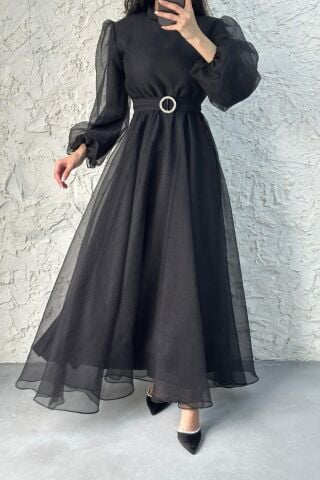 Dalya Basic Hijab Evening Dress Black