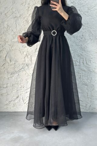 Dalya Basic Hijab Evening Dress Black