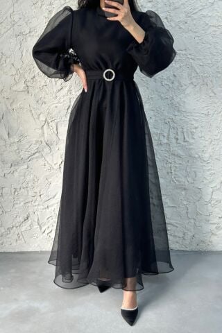Dalya Basic Hijab Evening Dress Black