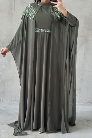 Feray Tesettür Abiye Haki