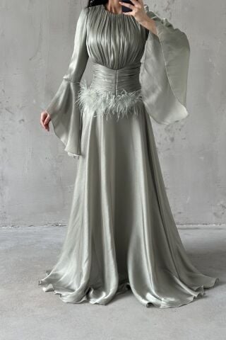 Zümra Hijab Evening Dress Mint Green