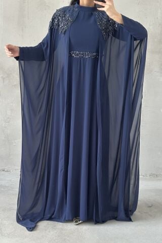 Feray Tesettür Abiye Lacivert