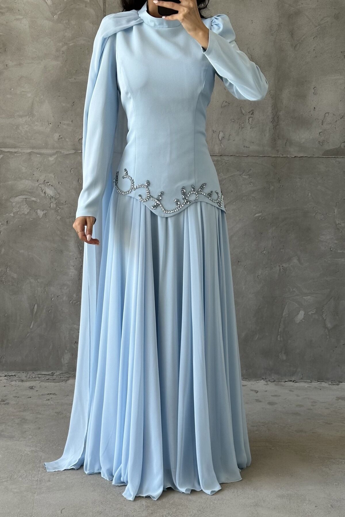 Zehra Hijab Evening Dress Baby Blue