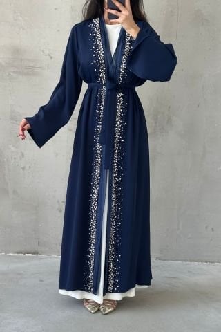 Zarif Tasarım Tesettür Abaya Lacivert