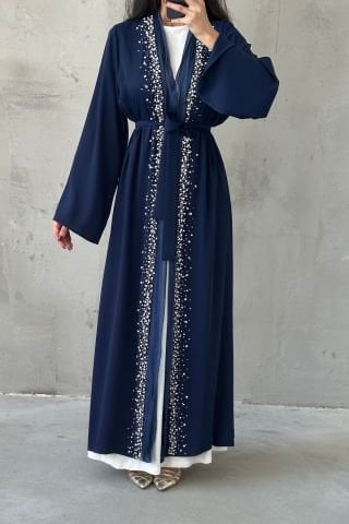 Zarif Tasarım Tesettür Abaya Lacivert