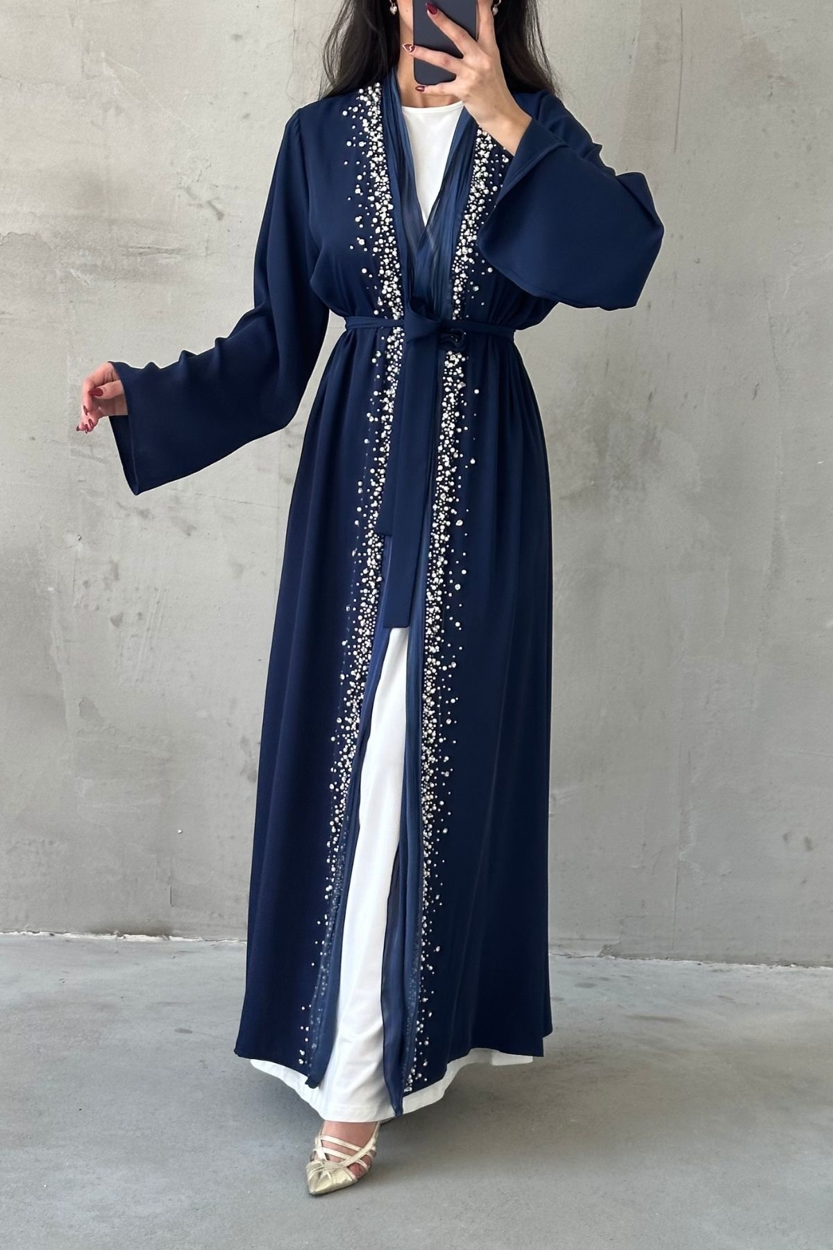 Zarif Tasarım Tesettür Abaya Lacivert
