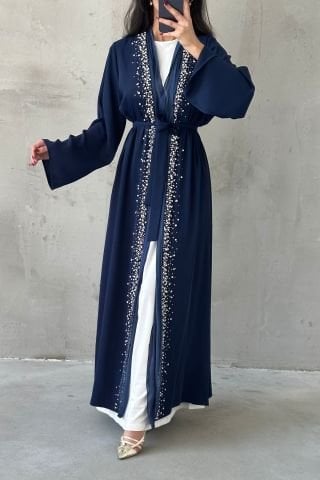 Zarif Tasarım Tesettür Abaya Lacivert