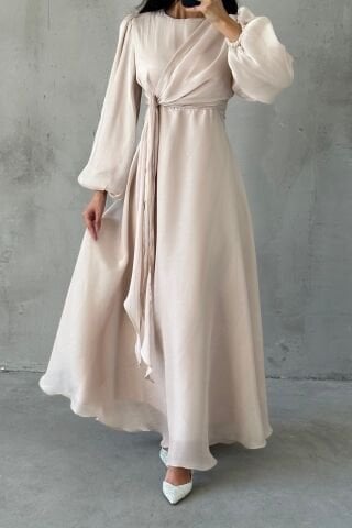 Stylish Design Basic Janjan Hijab Evening Dress Stone