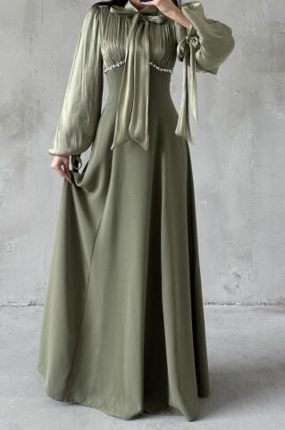 Elviera Tesettür Abiye Haki