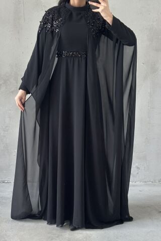 Feray Tesettür Abiye Siyah