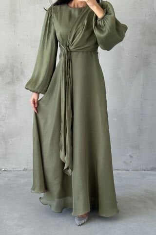 Stylish Design Basic Janjan Hijab Evening Dress Khaki