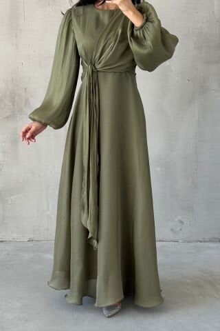 Şık Tasarım Basic Janjan Tesettür Abiye Haki