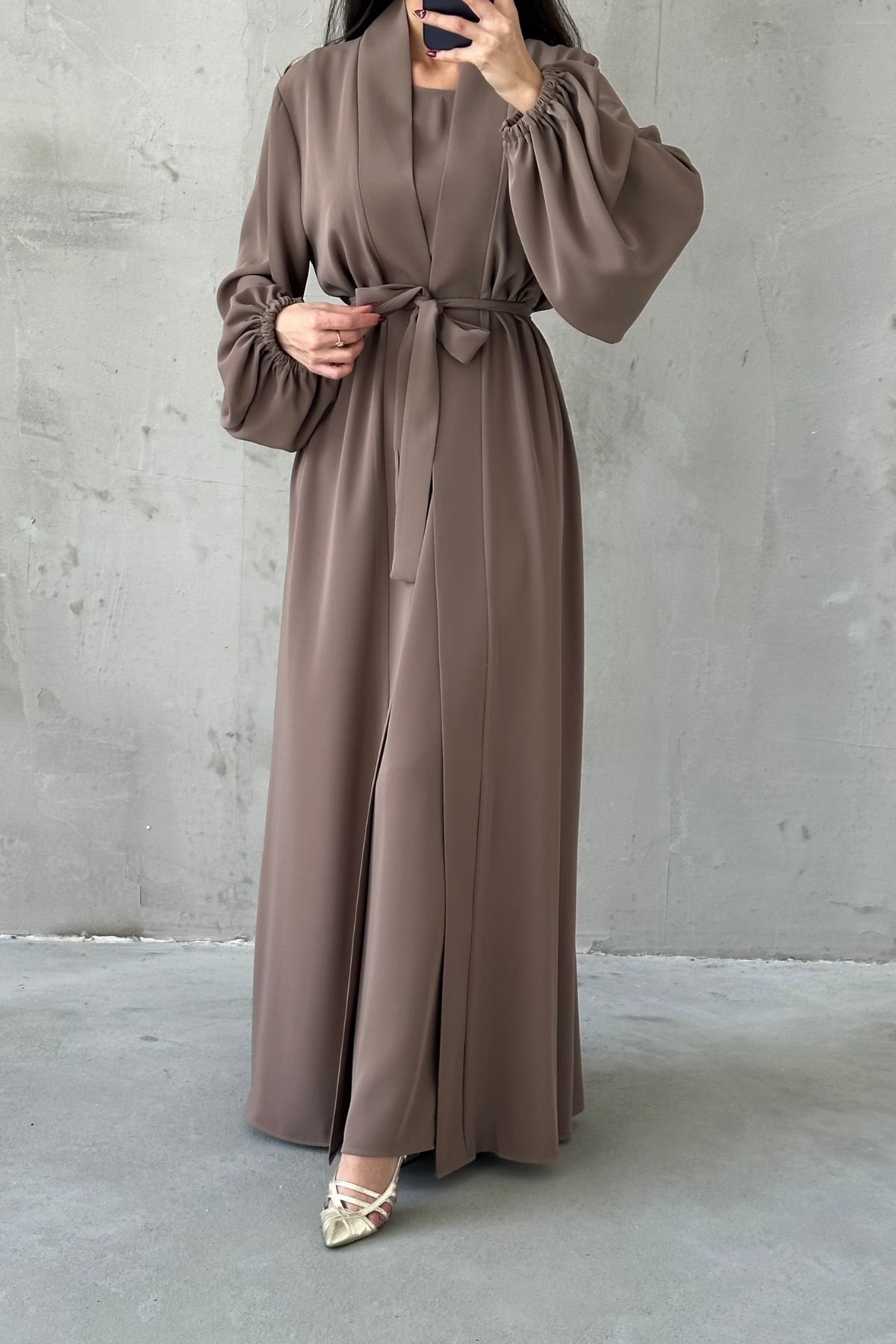Modern Tasarım Abaya Takım Vizon
