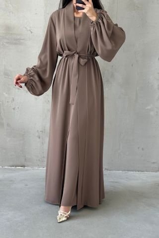 Modern Tasarım Abaya Takım Vizon