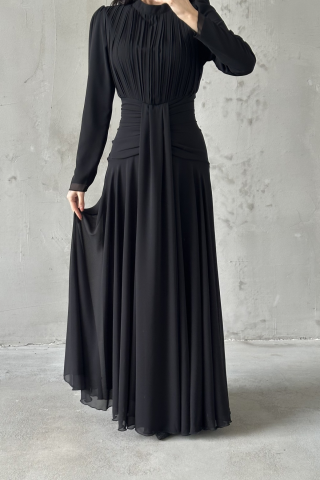 Azra Hijab Evening Dress Black