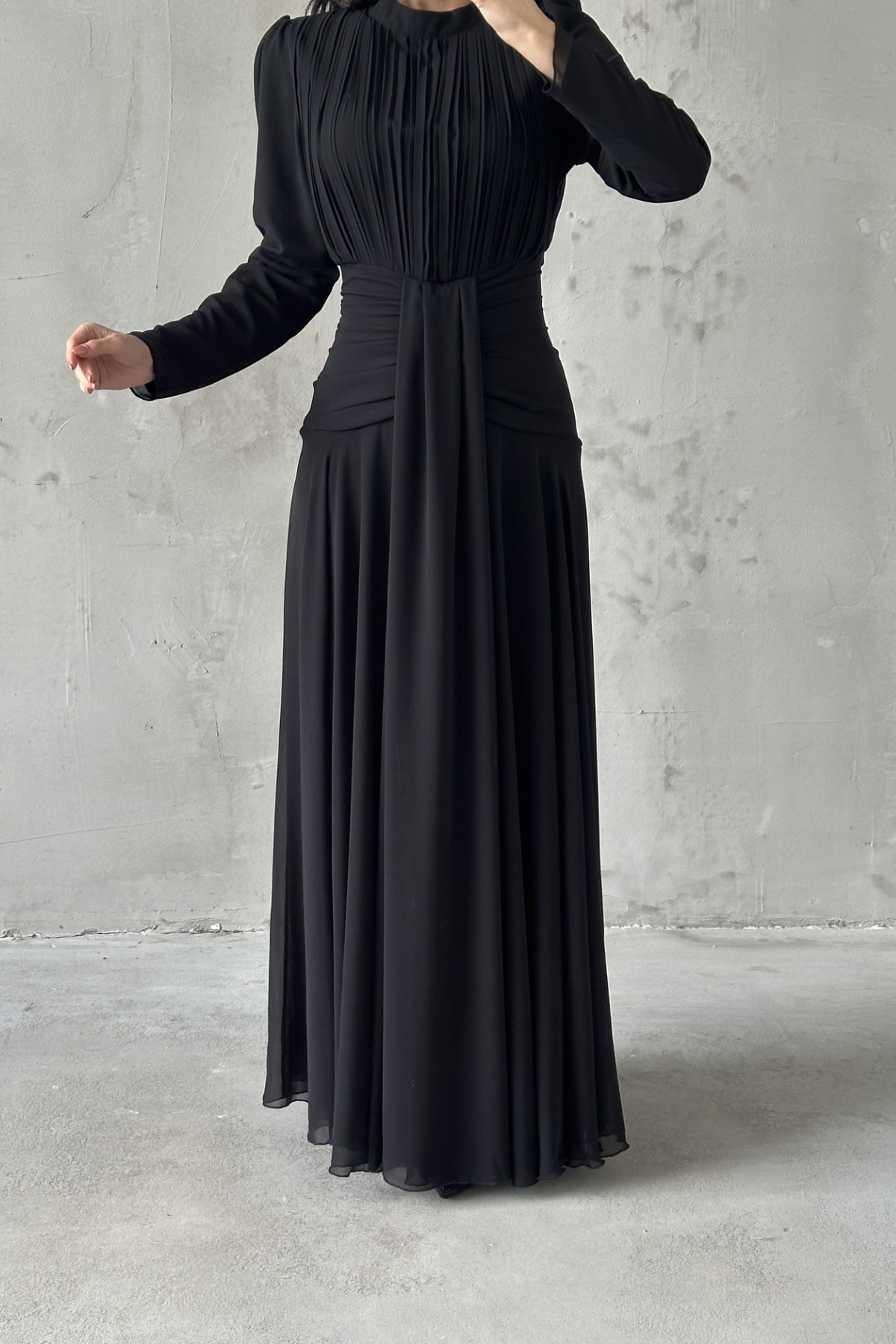 Azra Hijab Evening Dress Black