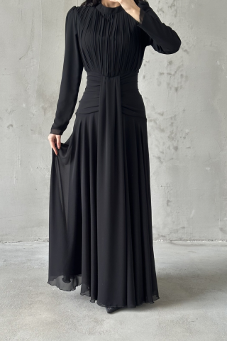 Azra Hijab Evening Dress Black