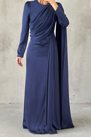 Lavina Saten Tesettür Abiye Lacivert