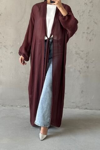 Zarif Tasarım Janjan Tesettür Abaya Kahverengi