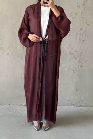 Zarif Tasarım Janjan Tesettür Abaya Kahverengi