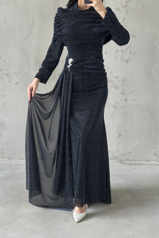 Alara Hijab Evening Dress Navy Blue