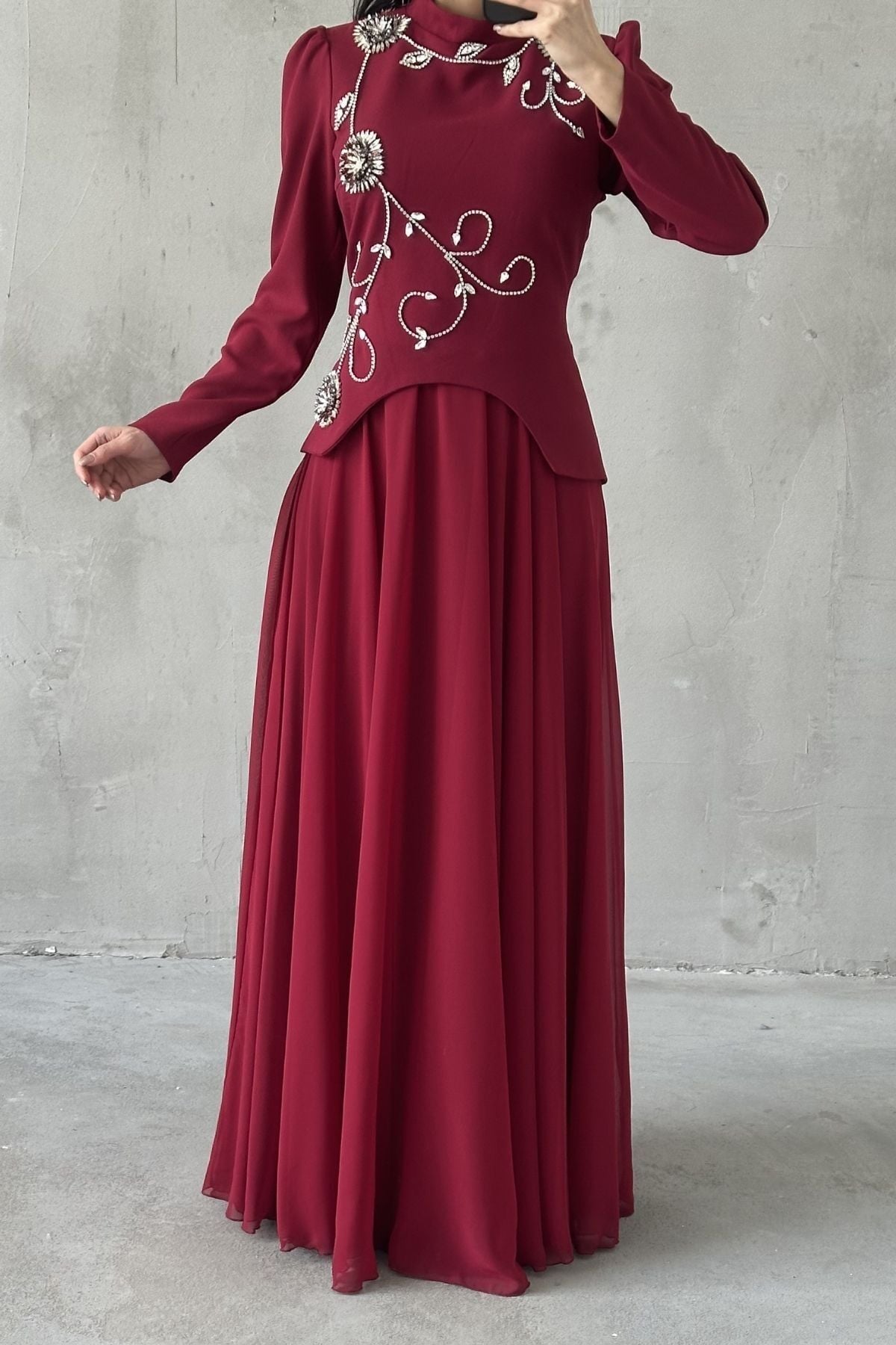 İdil Tesettür Abiye Bordo