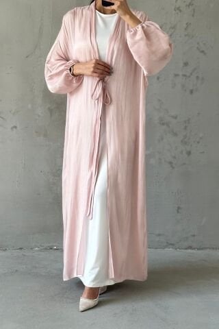 Zarif Tasarım Janjan Tesettür Abaya Pudra