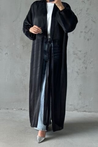 Zarif Tasarım Janjan Tesettür Abaya Siyah