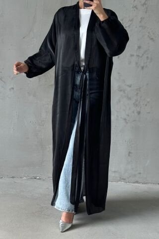 Zarif Tasarım Janjan Tesettür Abaya Siyah