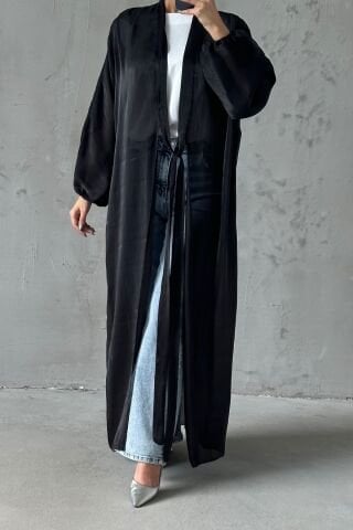 Zarif Tasarım Janjan Tesettür Abaya Siyah