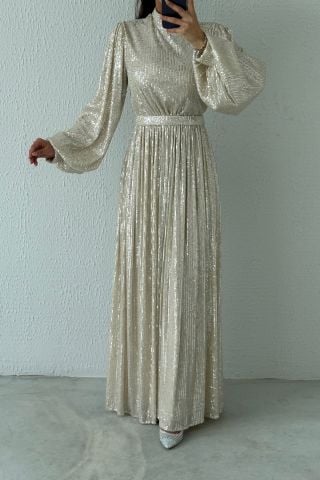 Balon Kol Pul Payet Tesettür Abiye Taş