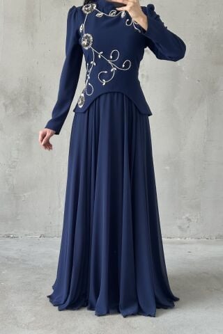 İdil Tesettür Abiye Lacivert