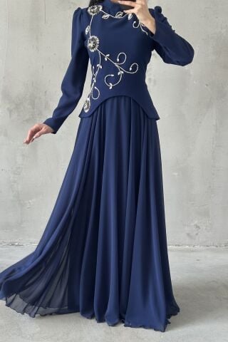 İdil Tesettür Abiye Lacivert
