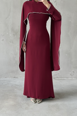 Lavinia Hijab Evening Dress Burgundy