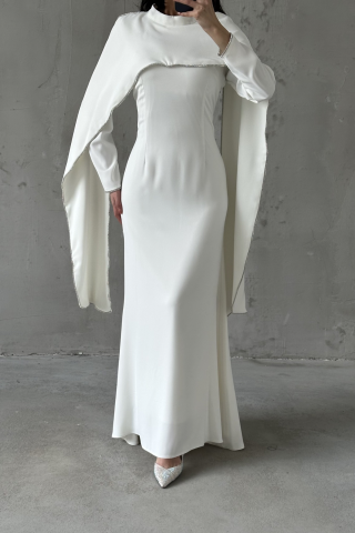 Lavinia Tesettür Abiye Beyaz