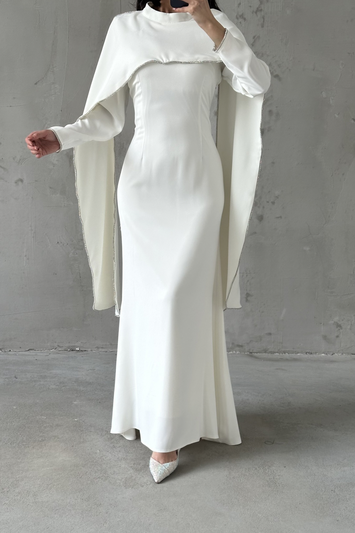 Lavinia Tesettür Abiye Beyaz