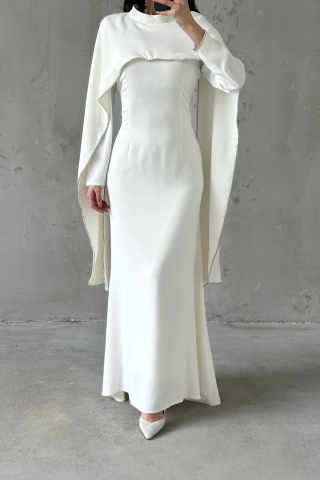 Lavinia Tesettür Abiye Beyaz