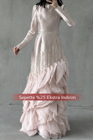 Avelin Hijab Evening Dress Powder Pink